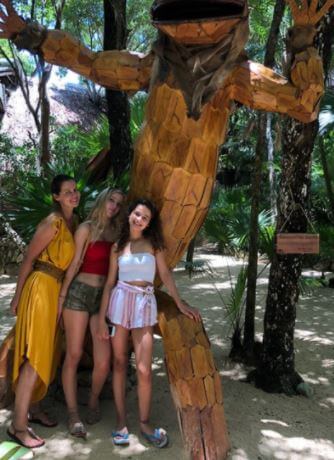 Julia Lemigova with her two beautiful daughters.